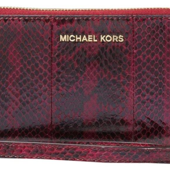 NWT ✅ Michael Kors Mulberry Snakeskin Set: Clutch Wristlet + Matching Wallet NWT - Picture 15 of 16